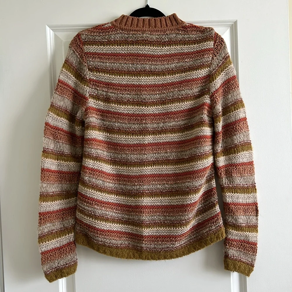 NWT size S Faherty alpaca stripe knit sweater. Made in Peru. So cute! - Picture 2 of 8